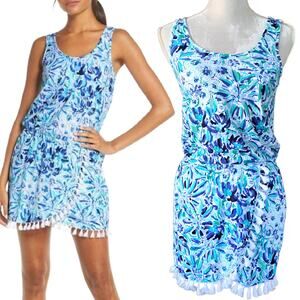 LILLY PULITZER Jarrett Romper XS Blue Iris Fringe Mini Dress Look